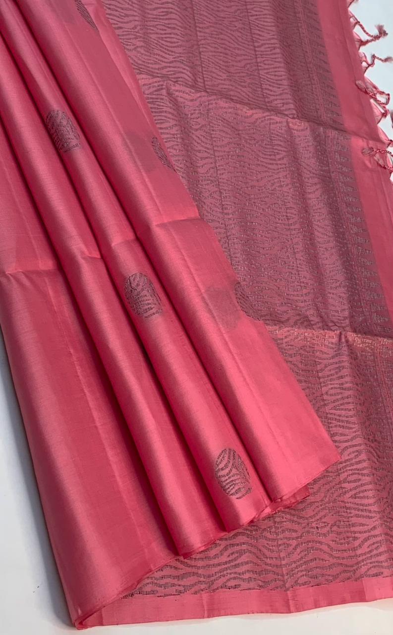 Pure handloom borderless Double warp soft silk sarees collections with self colour contrast Pallu and blouse