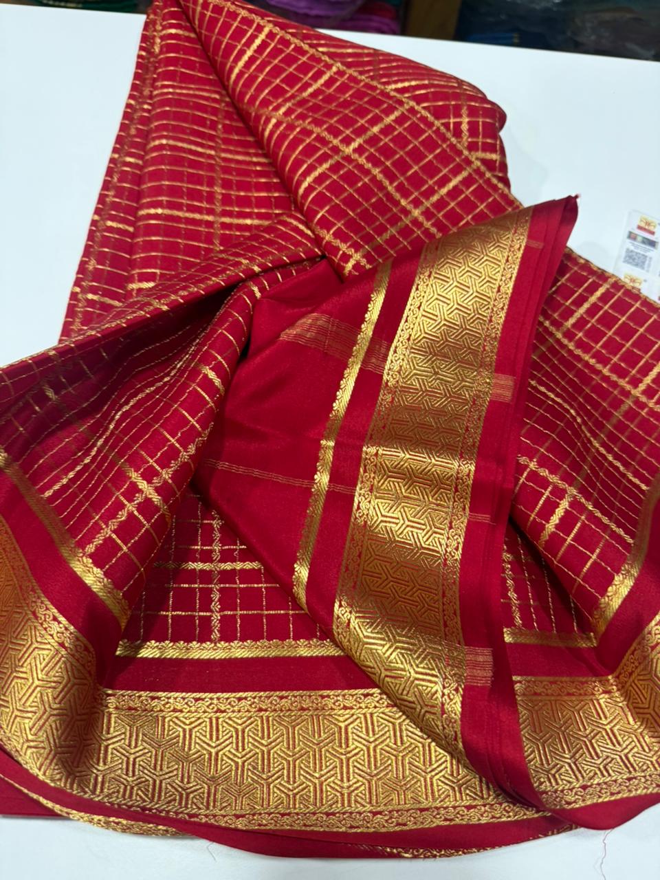 Pure Mysore silk sarees 
120grm thickness All exclusive pattern  with beautiful colour