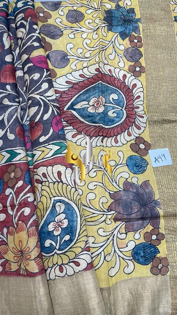 Original PenKalamkari handpaint Tussar silk sarees
Natural organiccolour used on painting