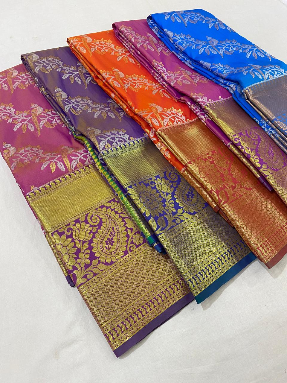 Kanchipuram semi silk sarees
Beautiful Design 
beautiful bridal Semi silk sarees*