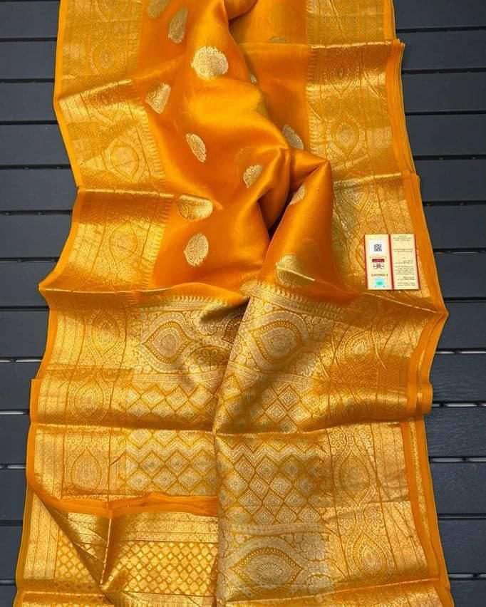 Banarasi Kora Organza Dyble Silk Sarees Good Quality Weaving Design