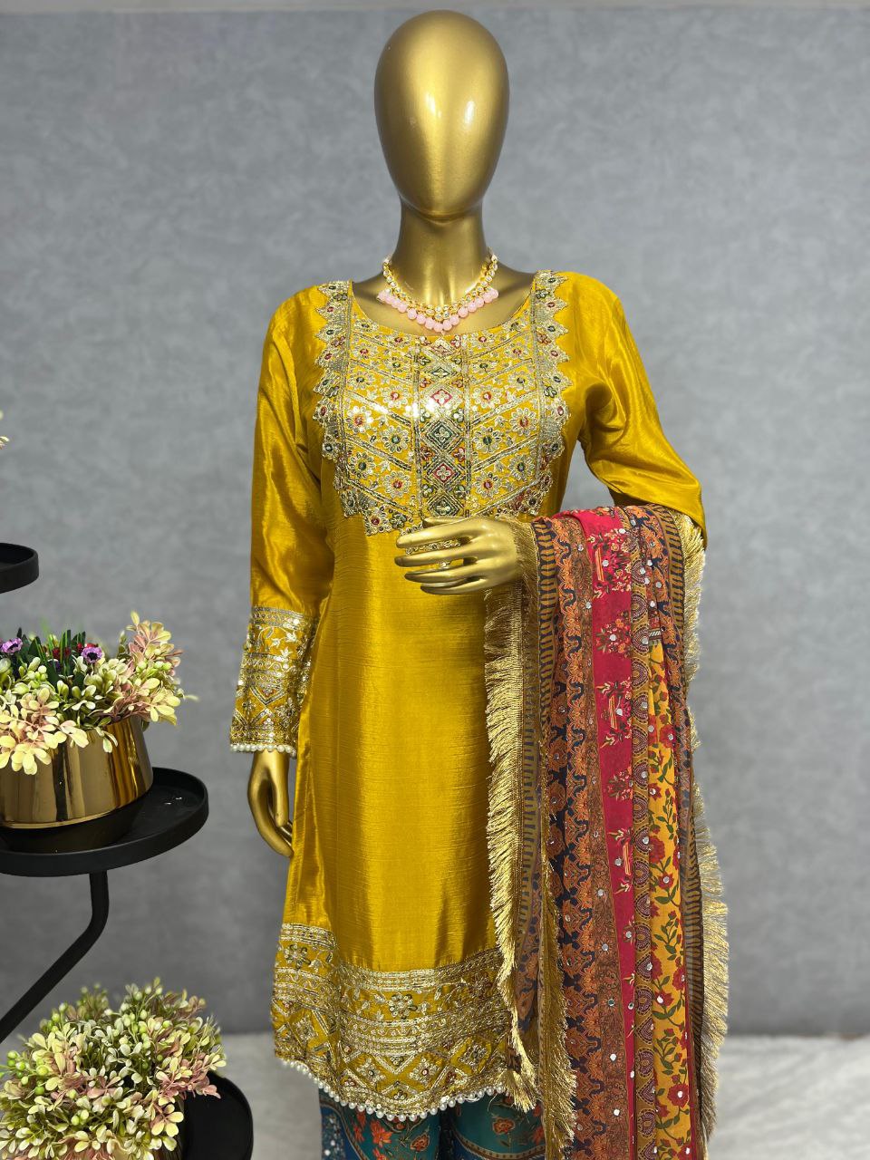 KURTI WITH PLAZZO AND DUPATTA SUIT SET