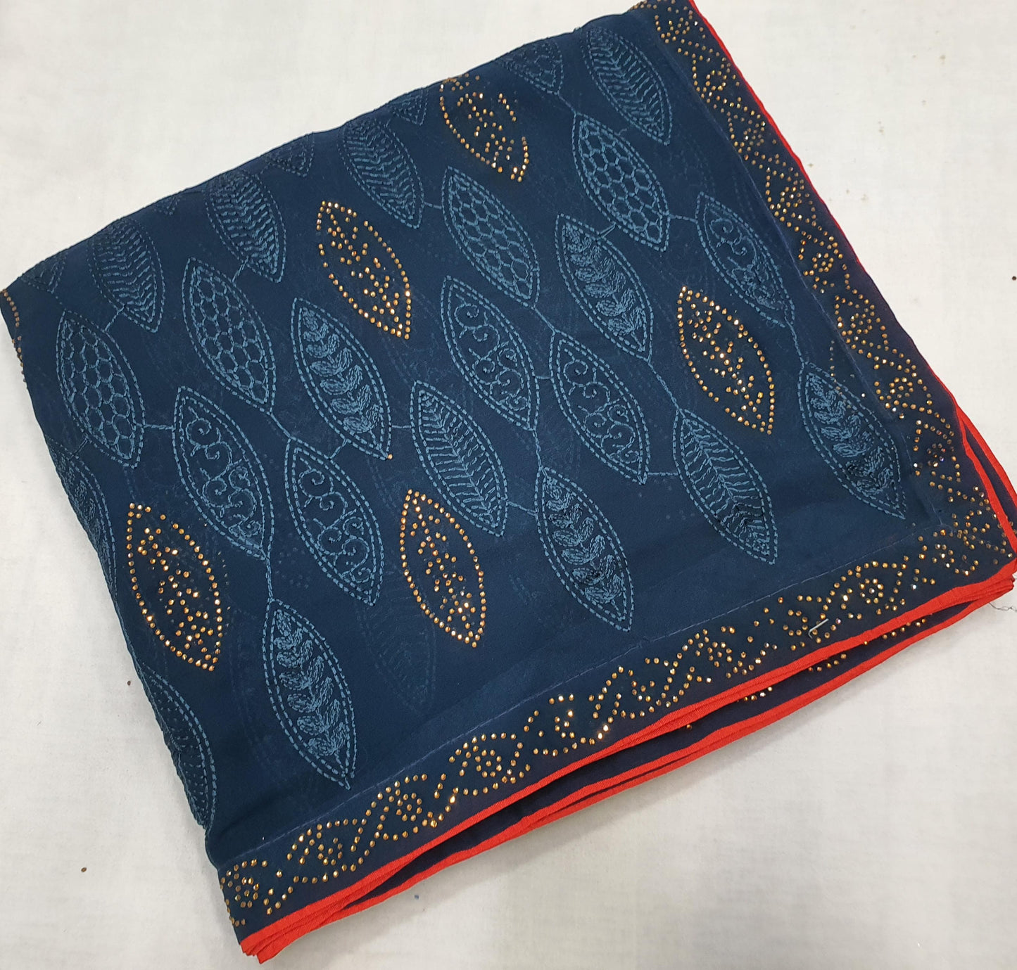 ALLOVER SELF REASHAM JALL WITH SWAROSKI STONE WORK ON GEORGETTE*Saree