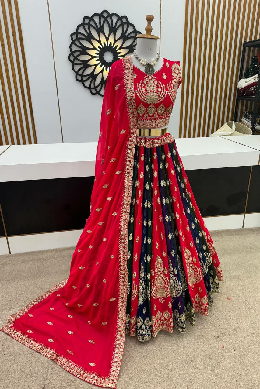 Designer lehenga choli.        Heavy Faux Georgette With Heavy Embroidery Sequence Work With Latkan Dori