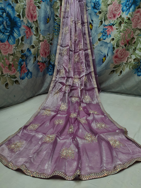 Allover reasham butta and border with sequence multi on Jimmy choo*Saree