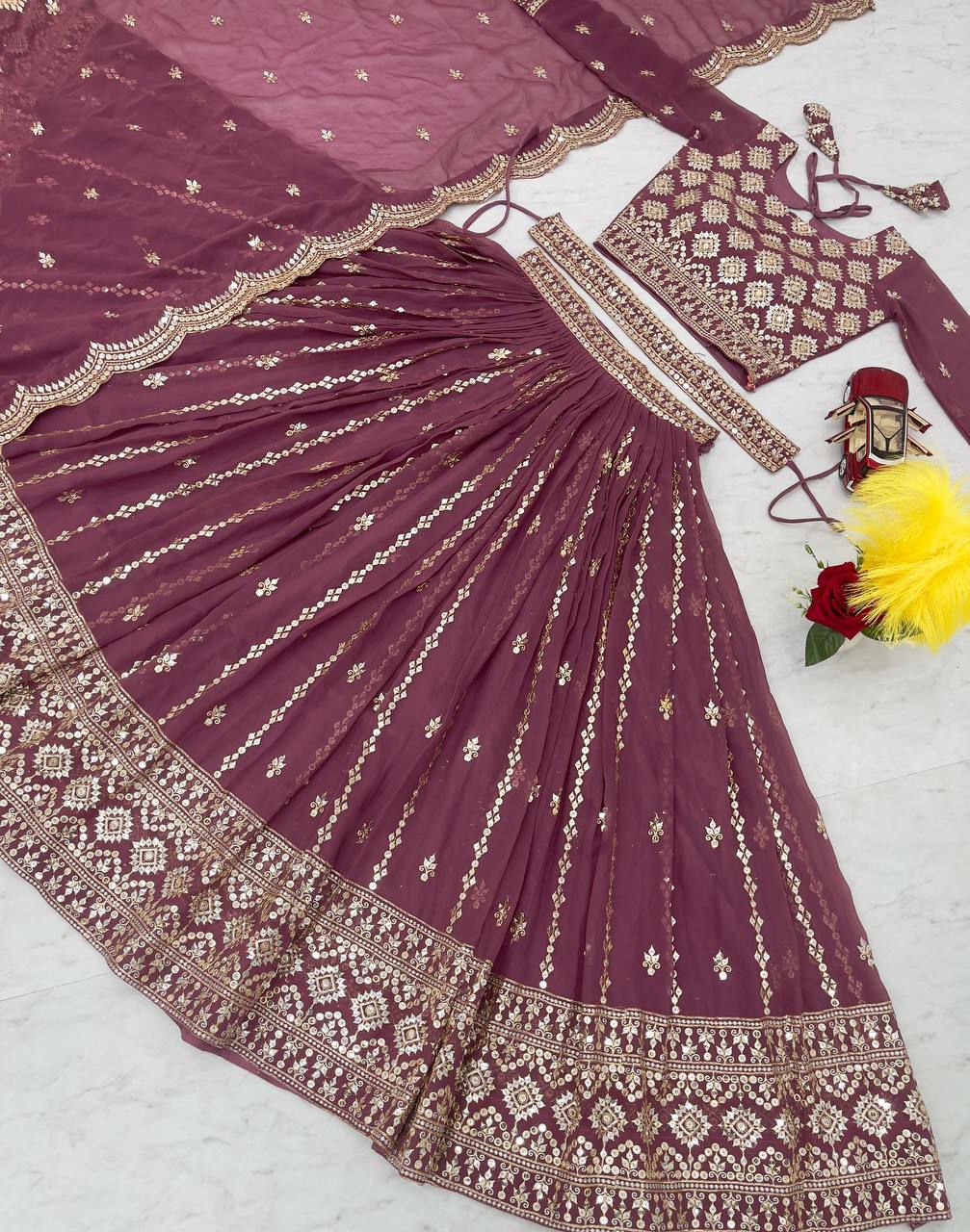 Perfect functions Lengha Choli
Fabric: Fox Georgette 
Work:-Heavy 7mm Sequence Work