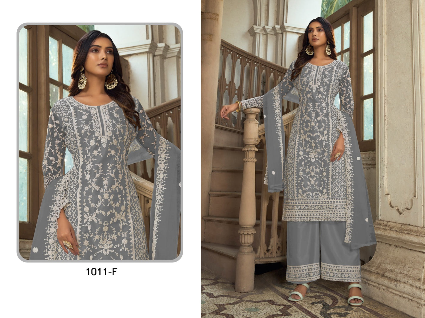 Designer plazo suit set
Top Fabric-Heavy Butterfly Net 
Bottom Fabric-Heavy Butterfly Net 
Dupatta Fabric-Heavy Butterfly Net 
Size-Semi Stitched