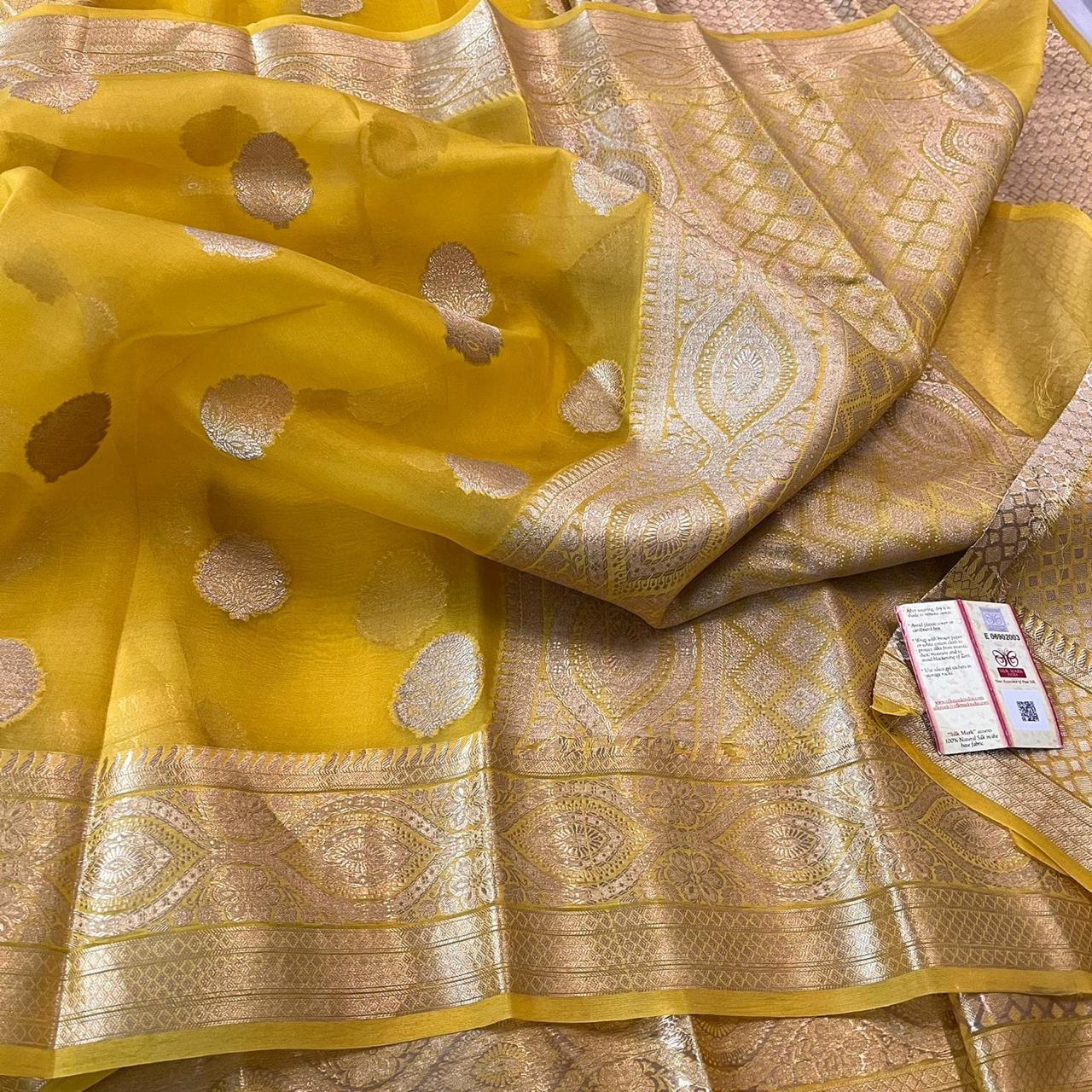Banarasi Kora Organza Dyble Silk Sarees Good Quality Weaving Design