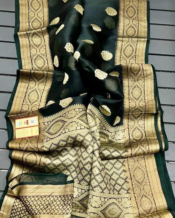 Banarasi Kora Organza Dyble Silk Sarees Good Quality Weaving Design