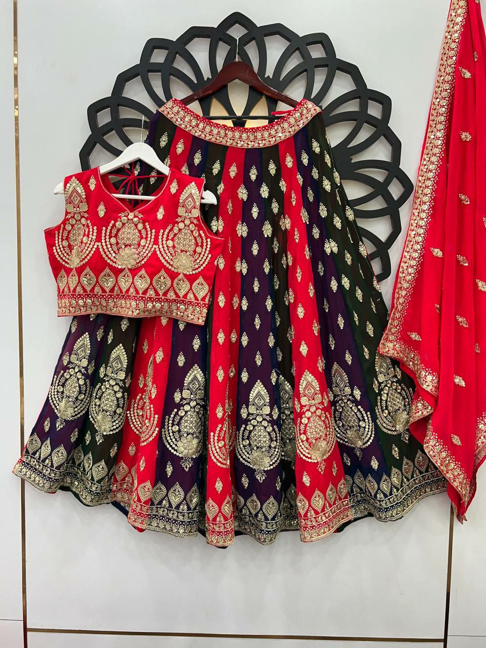 Designer lehenga choli.        Heavy Faux Georgette With Heavy Embroidery Sequence Work With Latkan Dori