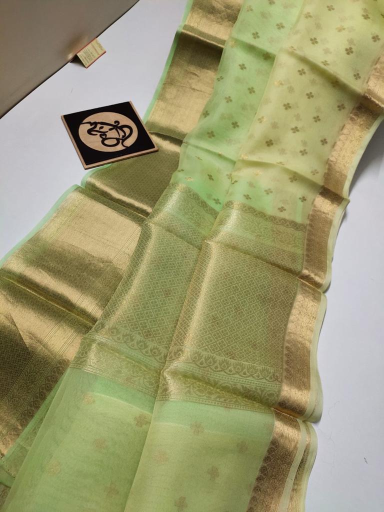 BANARASI KORA ORGANZA DYBLE SILK SAREES GOOD QUALITY WEAVING DESIGN