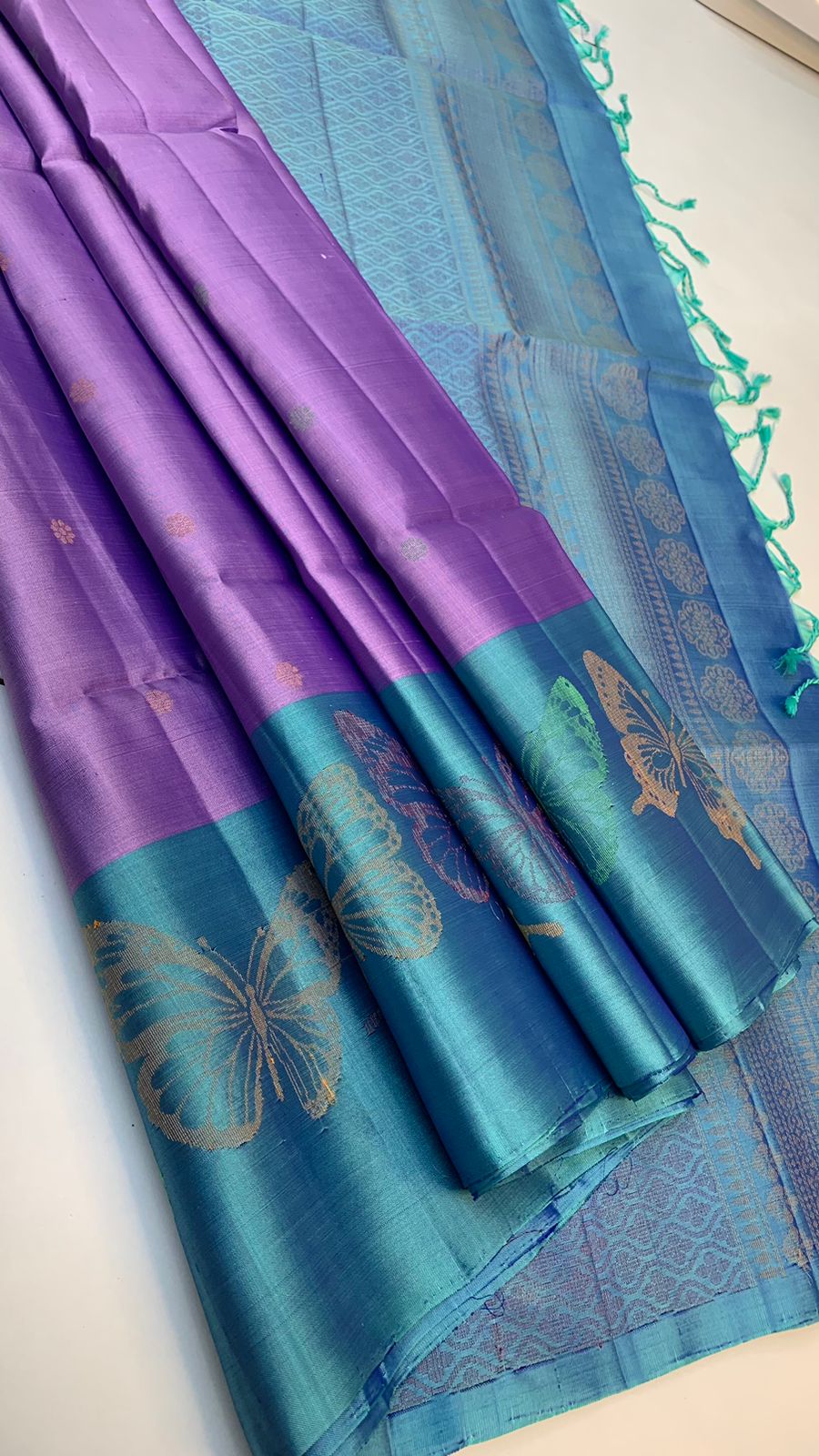 Pure handloom  TURNING BORDER  bridal Double warp soft silk sarees collections with contrast Pallu and blouse